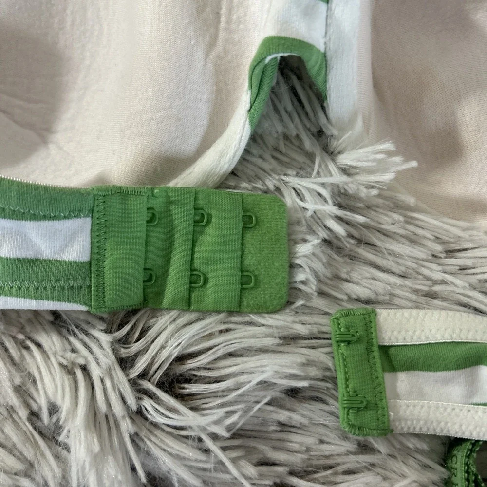 Victoria's Secret Green White Striped Lined Demi Cotton Underwire Bra 36C‎ VS